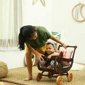 Bobo Rattan Doll Pram