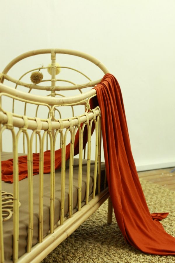 Rainbow rattan baby cot detail 1