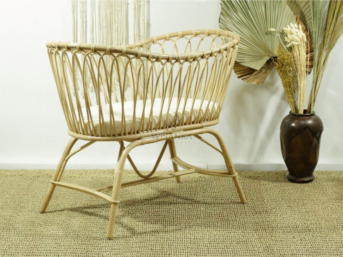 Rice rattan baby crib Indonesia kids baby furniture wholesale