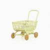 Rossy Rattan Doll Pram Lime Yellow