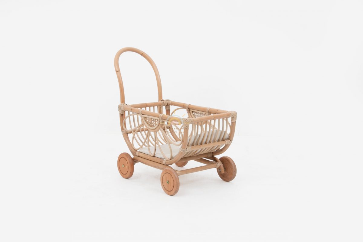 Zia rattan doll pram Indonesi kids baby furniture wholesale rattan toys