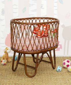 Ovalia Rattan Baby Crib Dark Brown