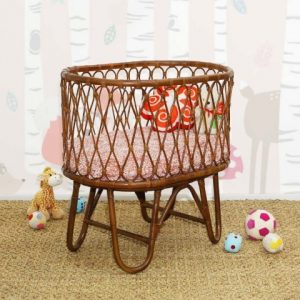 Ovalia Rattan Baby Crib Dark Brown