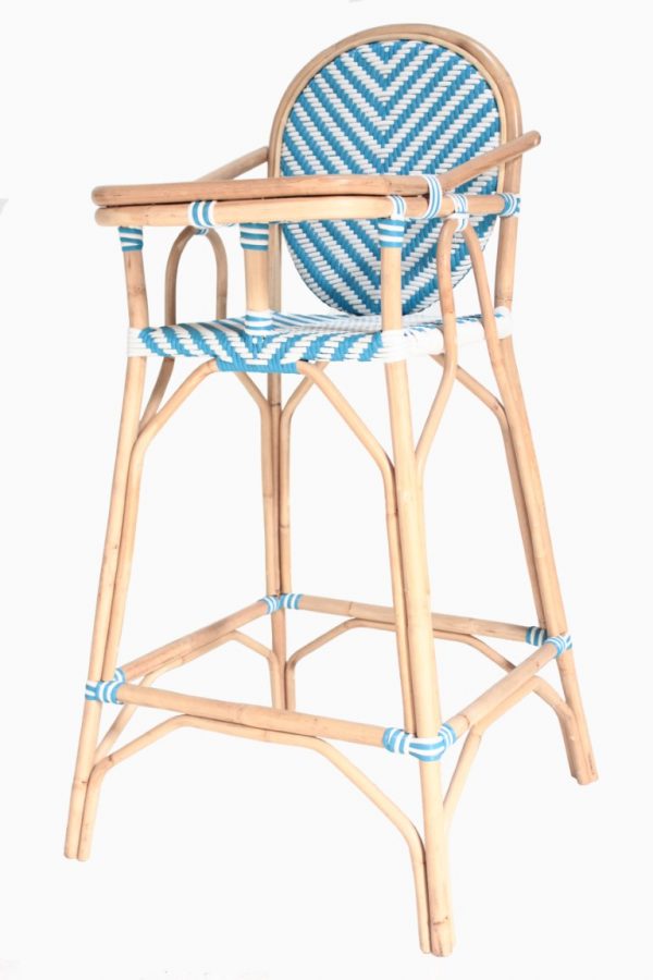 Blue Rattan Baby High Chair