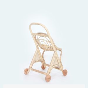 Mod Rattan Doll Pram