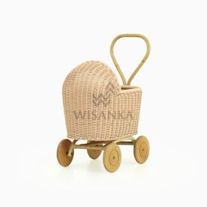 Tracey Rattan Doll Pram Natural