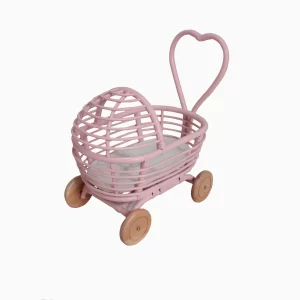 Castle Rattan Doll Pram Pink