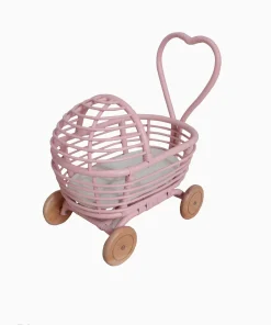 Castle Rattan Doll Pram Pink