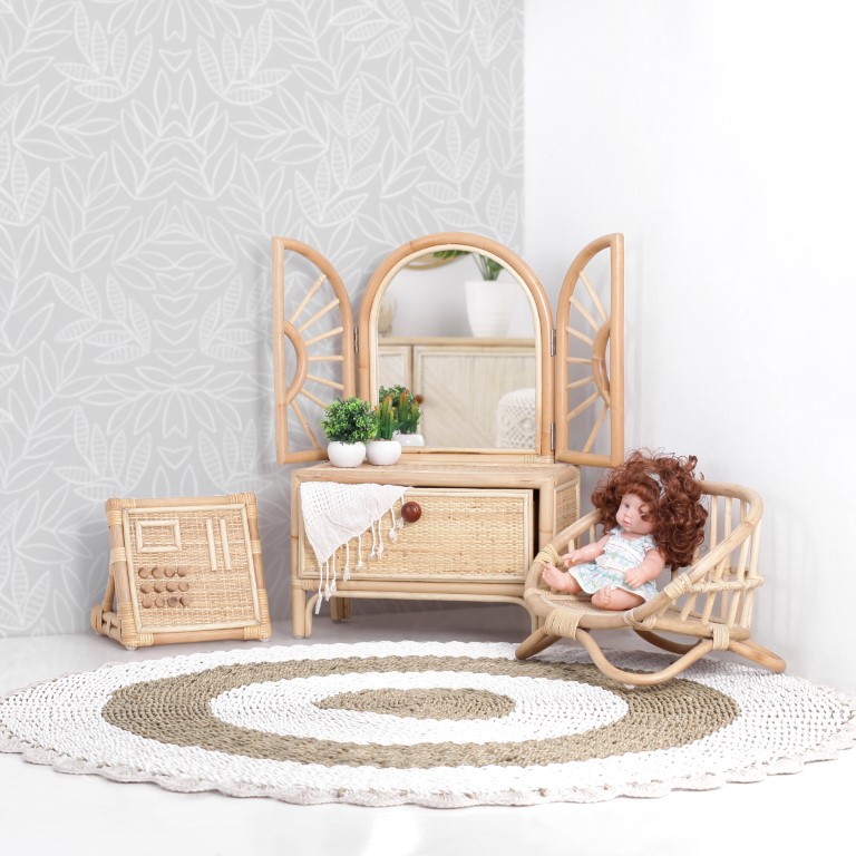 Rattan Kids Vanity
