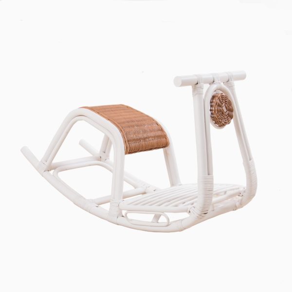 Colby Rattan Rocking Horse White