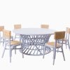 Hens Rattan Kids Chair Party Set - Blue