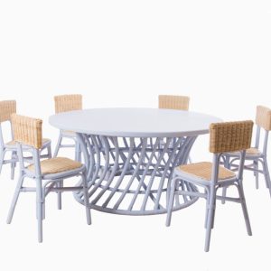 Hens Rattan Kids Chair Party Set - Blue