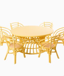 Elsa rattan kids chair party set yellow