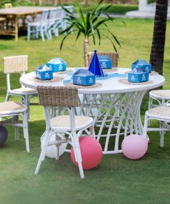 Hen Rattan Kids Chair Party Set White