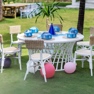 Hen Rattan Kids Chair Party Set White