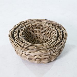 Luzka Round Rattan Basket Set of 3 – Natural Kubu Rattan Nested Design - Nested Top