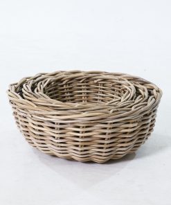Luzka Round Rattan Basket Set of 3 – Natural Kubu Rattan Nested Design - nested side