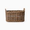 Ovi Kubu Basket with Handle – Natural Oval Rattan Storage Basket for Home Decoration